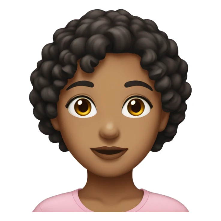 Medium toned girl with short black curly hair and brown eyes sticker