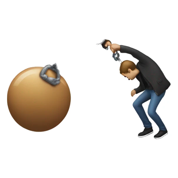 person dragging wrecking ball by a chian sticker