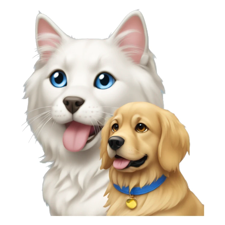 Blue bicolor ragdoll cat and a golden retriever sticker