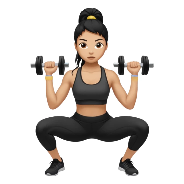 Women with long black ponytail doing a squat with no weights sticker