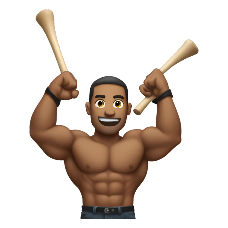 Pumped biceps holding a pair of drum sticks sticker