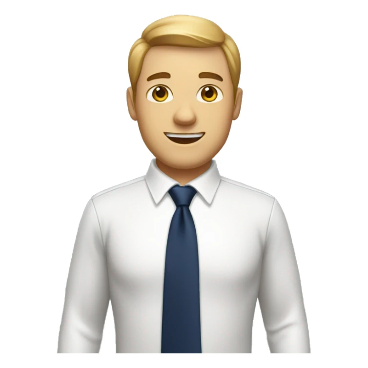A modern man with glass white shirt and  navy blue tie waving hands sticker