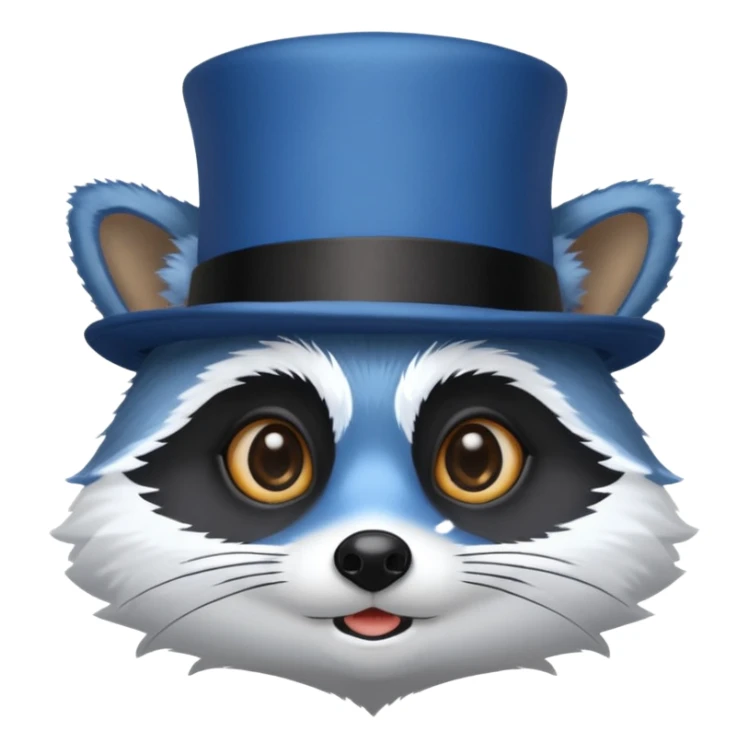 Black Top hat on blue racoon face sticker
