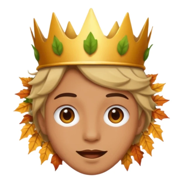 fall ecstatic emoticon artsy slightly creepy crown of leaves but make the base a normal emoji sticker