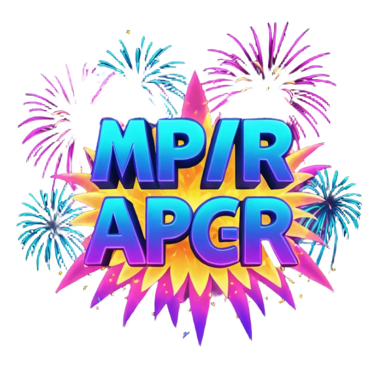 Create a bold, over-the-top emoji-style design featuring the text “MPR Gang” in large, glowing letters surrounded by explosive fireworks, neon colors, and dynamic energy effects. The style should feel celebratory, chaotic, and powerful, like a wild party or epic team victory. sticker