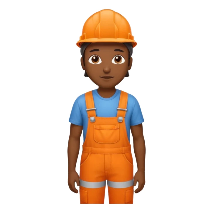 indian in orange overalls and orange hard hat standing sticker