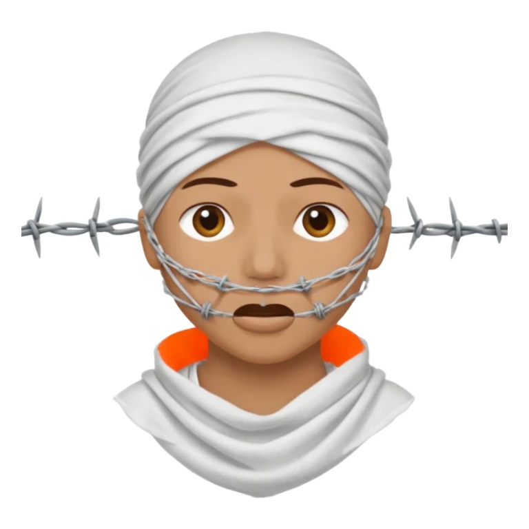 Head wrapped in gauze, mouth sealed with barbed wire. sticker