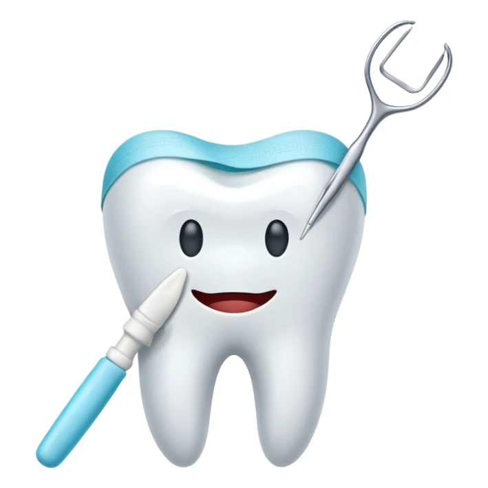 tooth with a bandage and dental instruments, symbolizing root canal treatment sticker