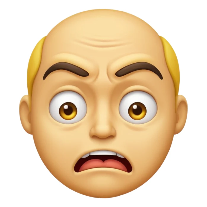 A Classic emoji, yellow character. Extreme disgust/ confusion. One eyebrow raised, one eyebrow lowered in anger. With a deep sneer on the mouth. sticker