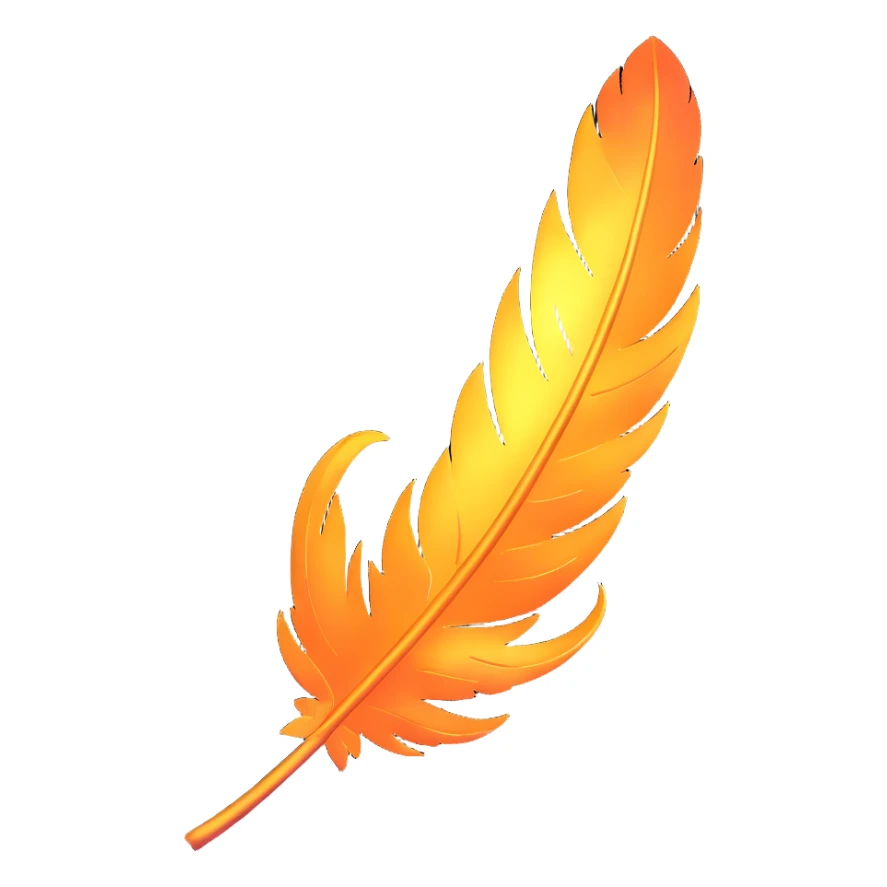 a single phoenix feather, surrounded by sparks, ethereal and fantasy-inspired sticker