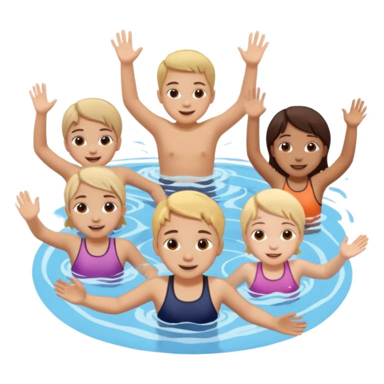 3 tween girls and 1 ten year old boy swimming in pool sticker