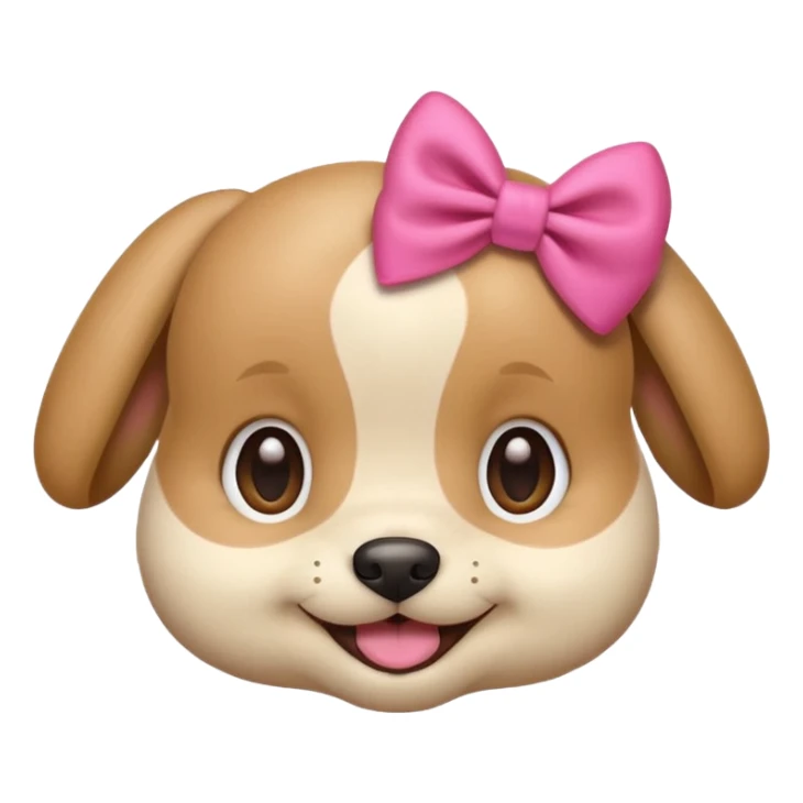 This puppy HEAD 🐶 with a pink bow, please in apple ios emoji stylem sticker