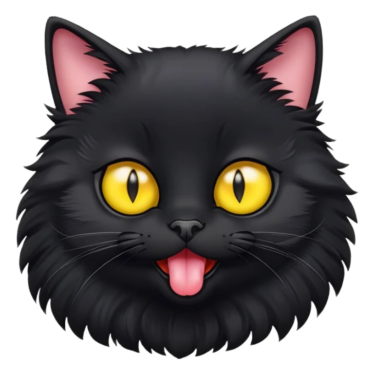 Black cat big eyes cute tongue out sticker