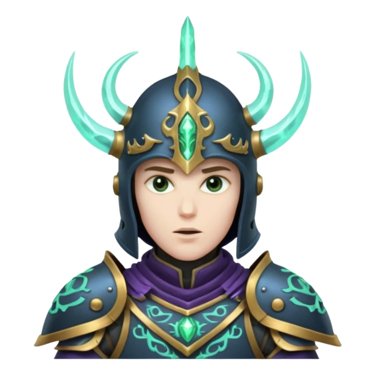 mystic knight with full face helmet and has he has eldricth powers sticker