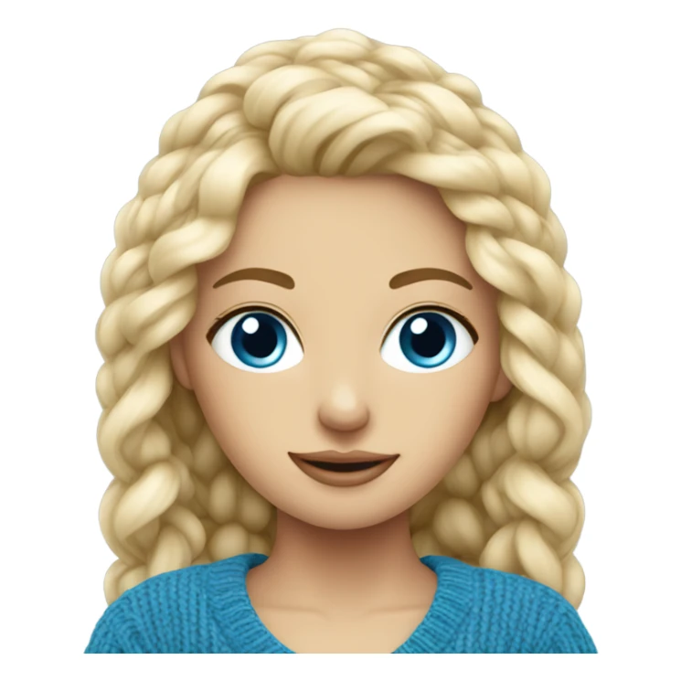 Beautiful finish blonde girl with blue eyes knitting sweater  sticker