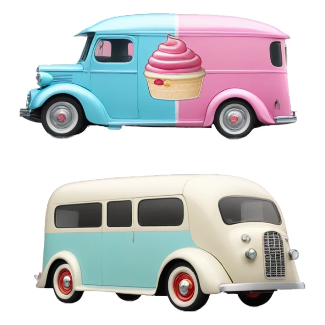 Barbie ice cream van ,1935 fiat ,pearl red sticker