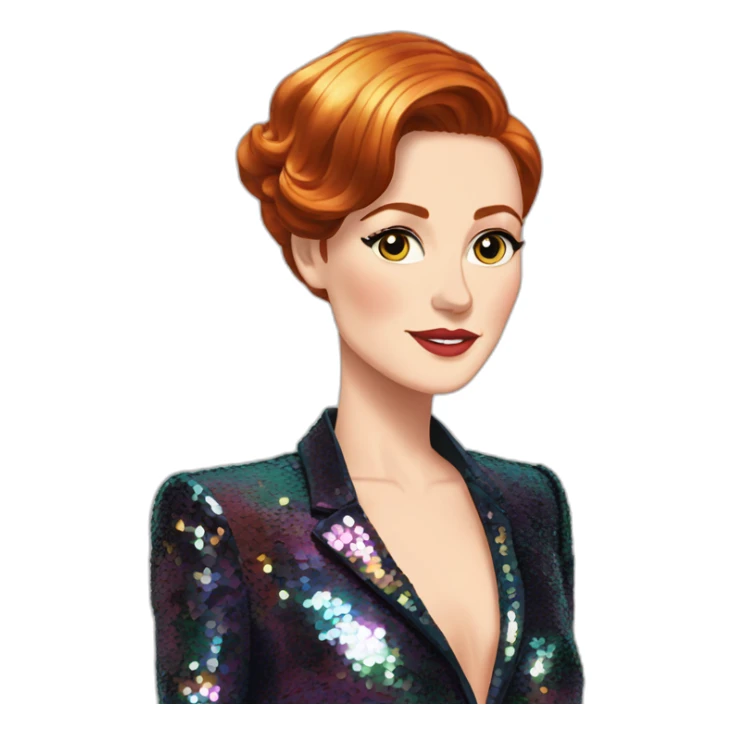 Audrey fleurot smooth hair multicolored sequined suit sticker