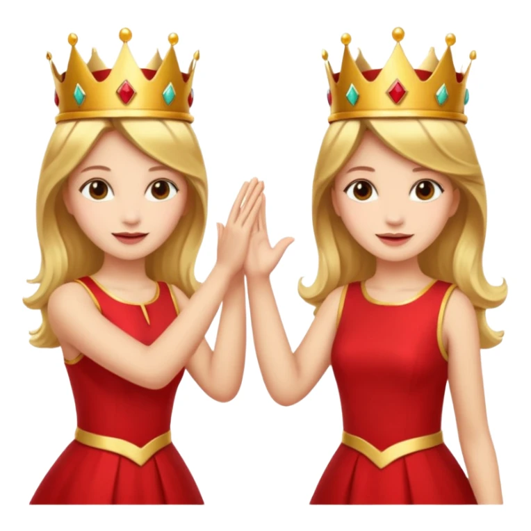 Two women wearing crowns and identical outfits giving each other a high five. sticker