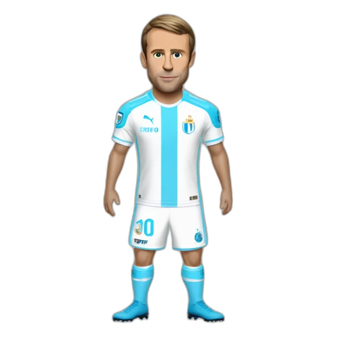 Emmanuel Macron in Olympique de Marseille kit sticker