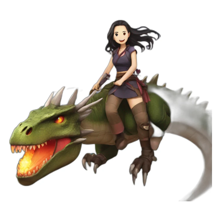 Nezuko sur dinosaure sur un dragon sticker