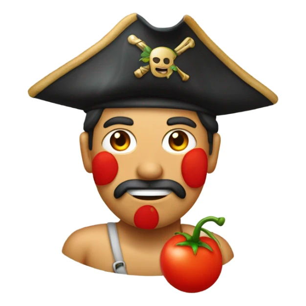 un pirata con gorra de un tomate sticker