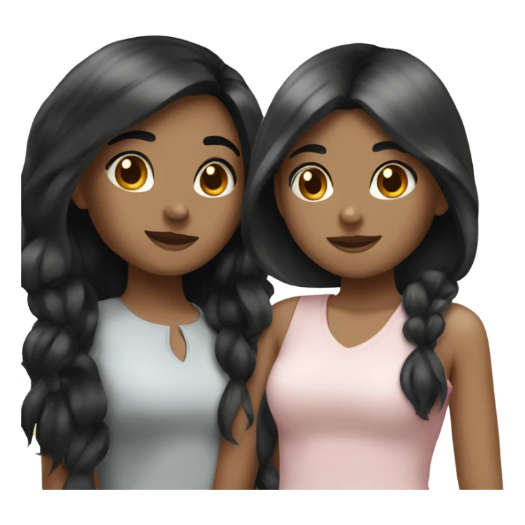 two girls with black hair and fair skin sticker