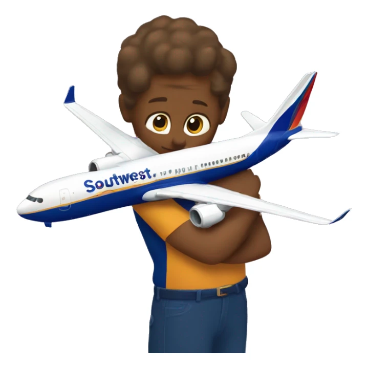 Me hugging a southwest airlines plane sticker