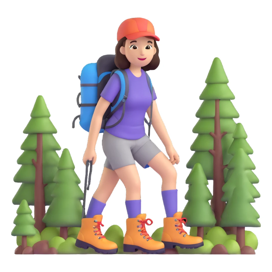 Outdoorsy woman with hiking boots and forest background sticker
