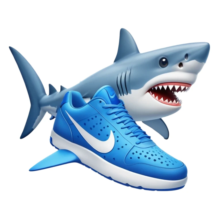 Un tiburón con zapatos nike azules sticker