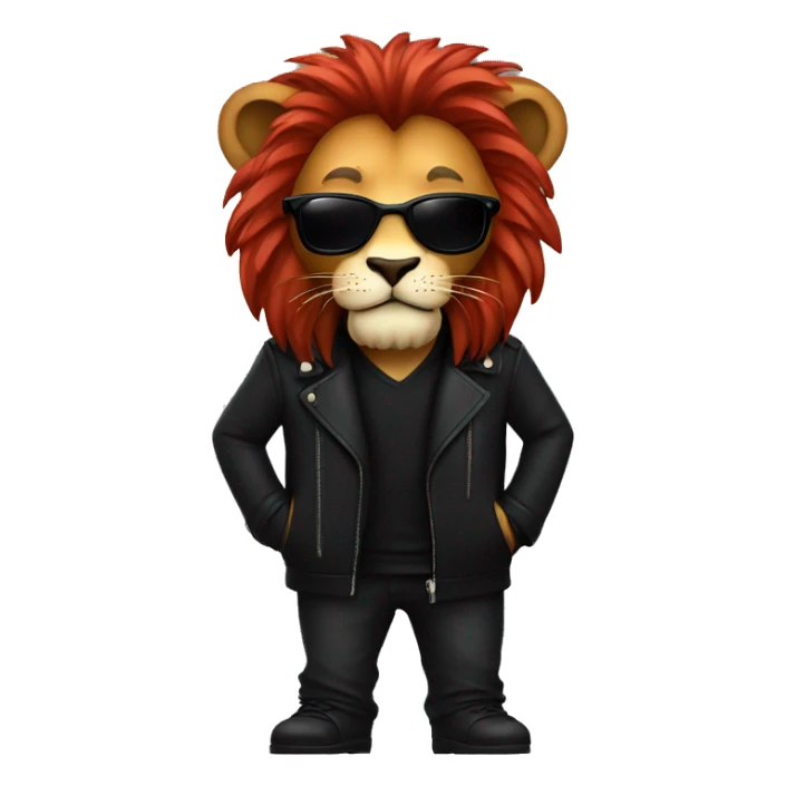 A lion with red hair , black sunglasses and black jacket  sticker