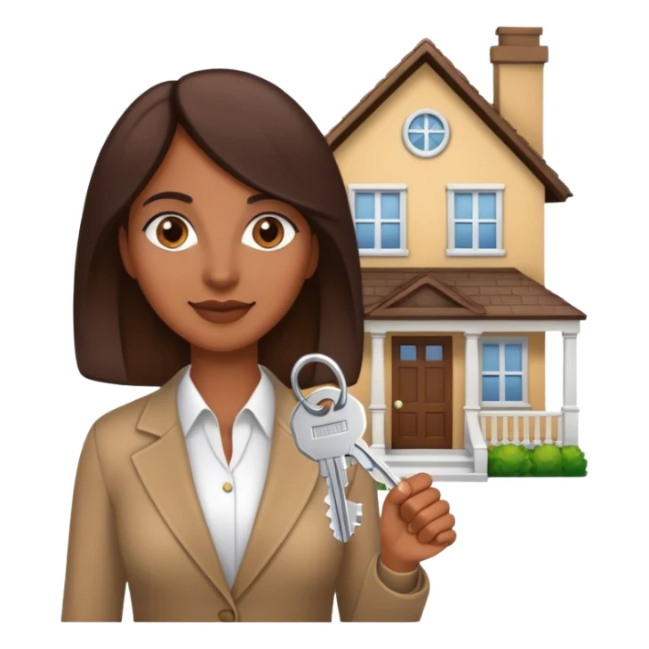 brown lady in real estate job with house sticker