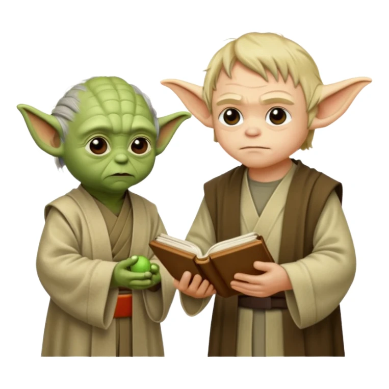 Yoda teaching Luke skywalker from "Star Wars" the movie sticker