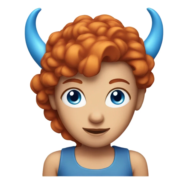 Red hair woman with blue eyes and horns sticker