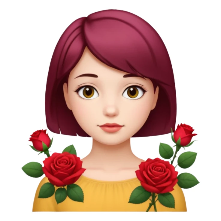 A beautiful girl with flowers rose Short hair  sticker