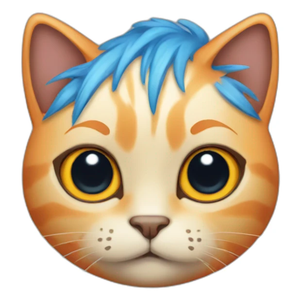 Cat-with-blue-hair-hold-tangerine sticker