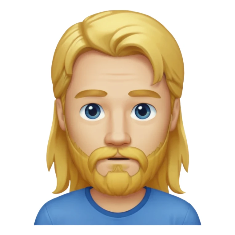yellow long hair bearded man with shirt sticker