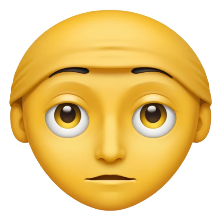 Generate me a blank face emoji with the upper eyelid half closed make it the original yellow emoji remove the nose sticker