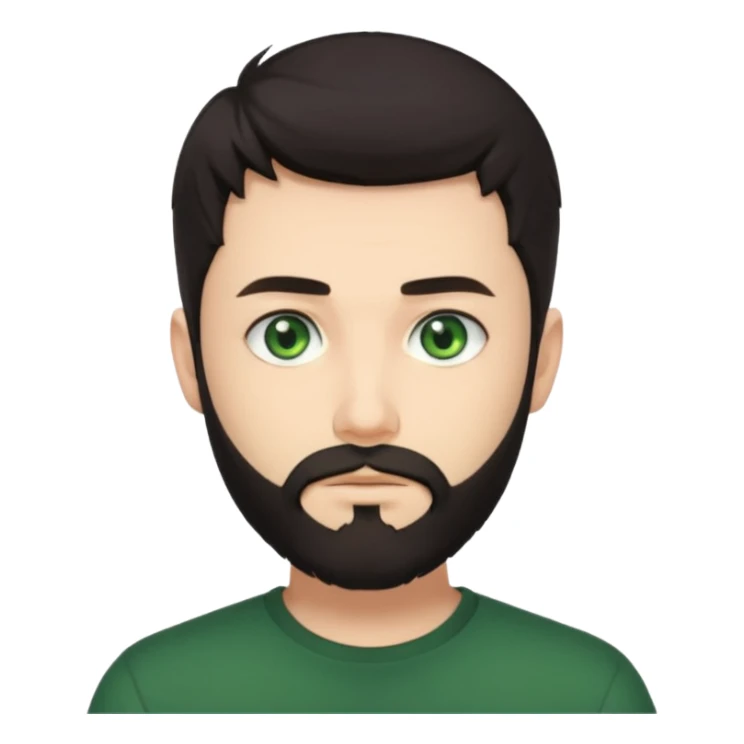 Man with a short full beard, Styled hair, Best looking man in the planet, onepiece style dark hair, green ejey, more anime style sticker