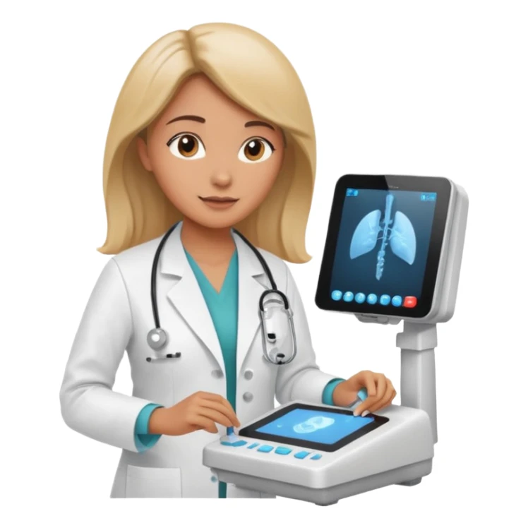 female doctor working an ultrasound machine sticker