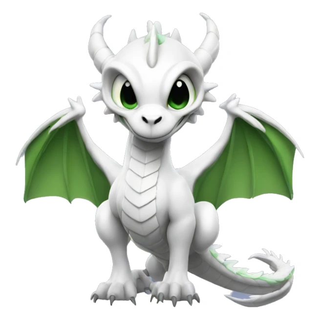 White flying dragon with green eye, big wings , and big muscles sticker