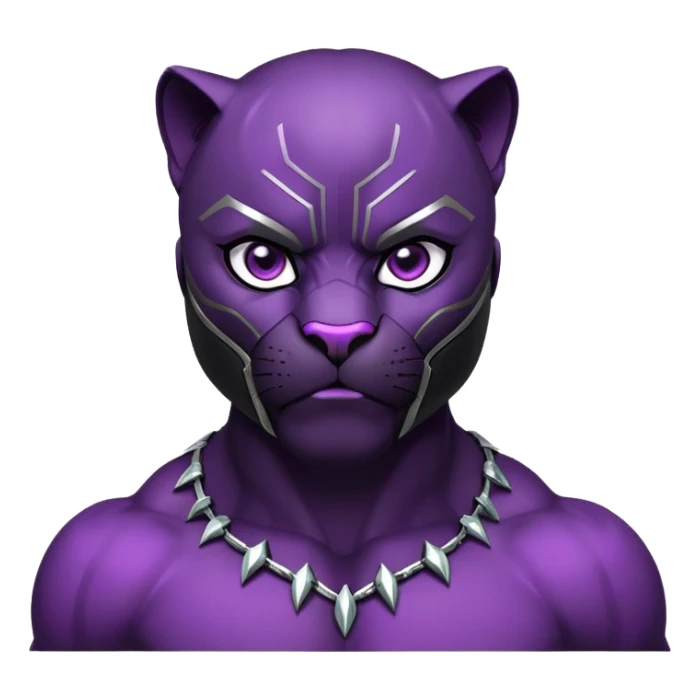 black panther with purple eyes, surprised face sticker
