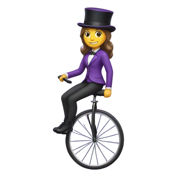 Girl in purple wearing a top hat riding a unicycle sticker