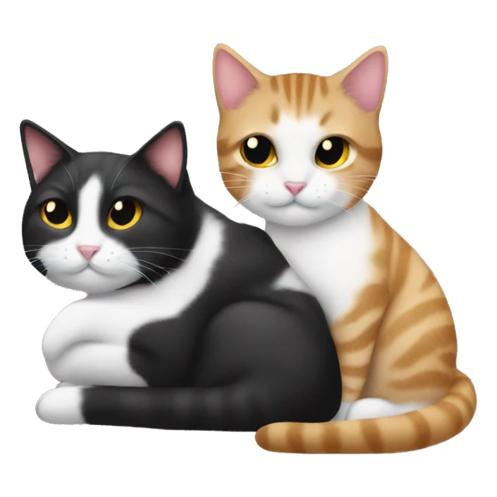 Tuxedo and tabby cat snuggling sticker