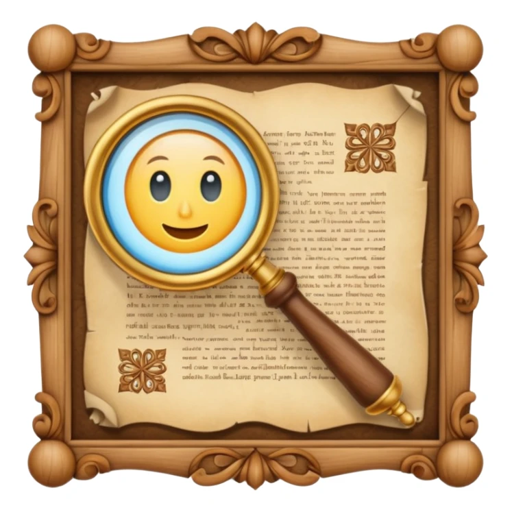 a magnifying glass over a scroll, representing the careful study and interpretation of texts sticker
