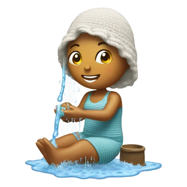 Woman crocheting in the shower sticker