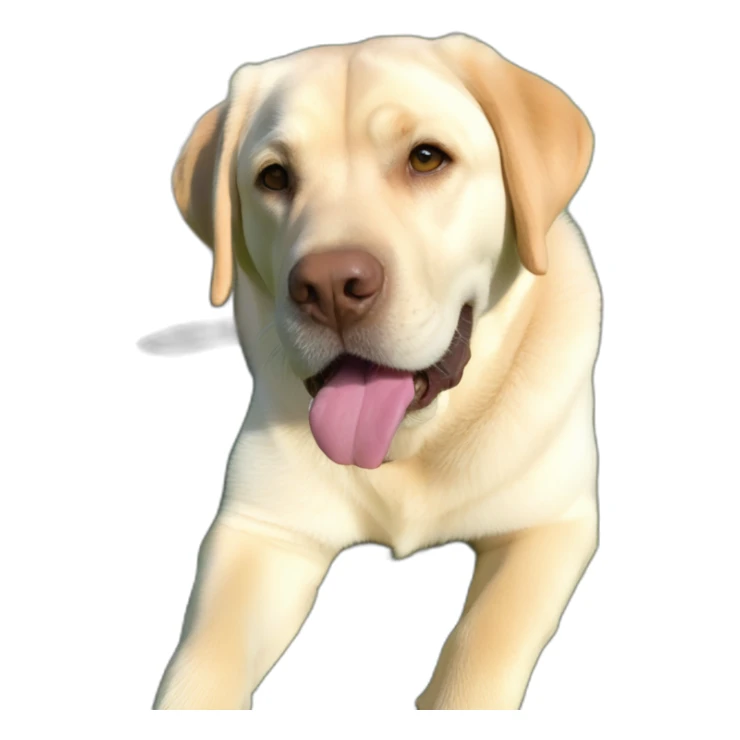 Light yellow English Labrador retriever big tongue chubby face happy chubby body laying down sticker