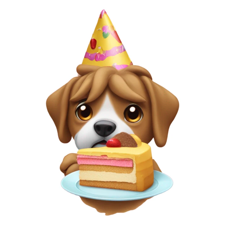 Perro comiendo una tarta con un gorro de fiesta sticker