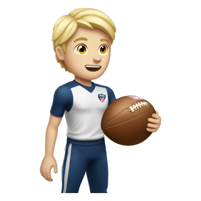 Blonde boy with a AFL ball in his hands sticker