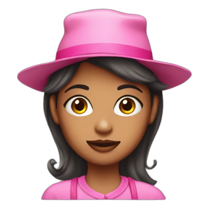 a girl with pink hats, eyes, mouth, earrings sticker