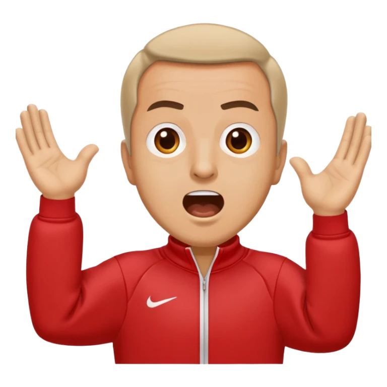 Recep İvedik in his iconic stance with arms spread wide, wearing red tracksuit, shouting with exaggerated expression sticker